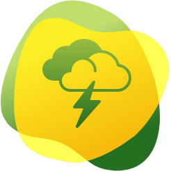 Icon of clouds with lightning to illustrate gas and bloating